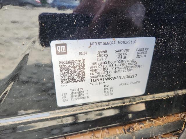 1GNETWKW2RJ136212 - 2024 CHEVROLET TRAVERSE LT 黑色 照片 14