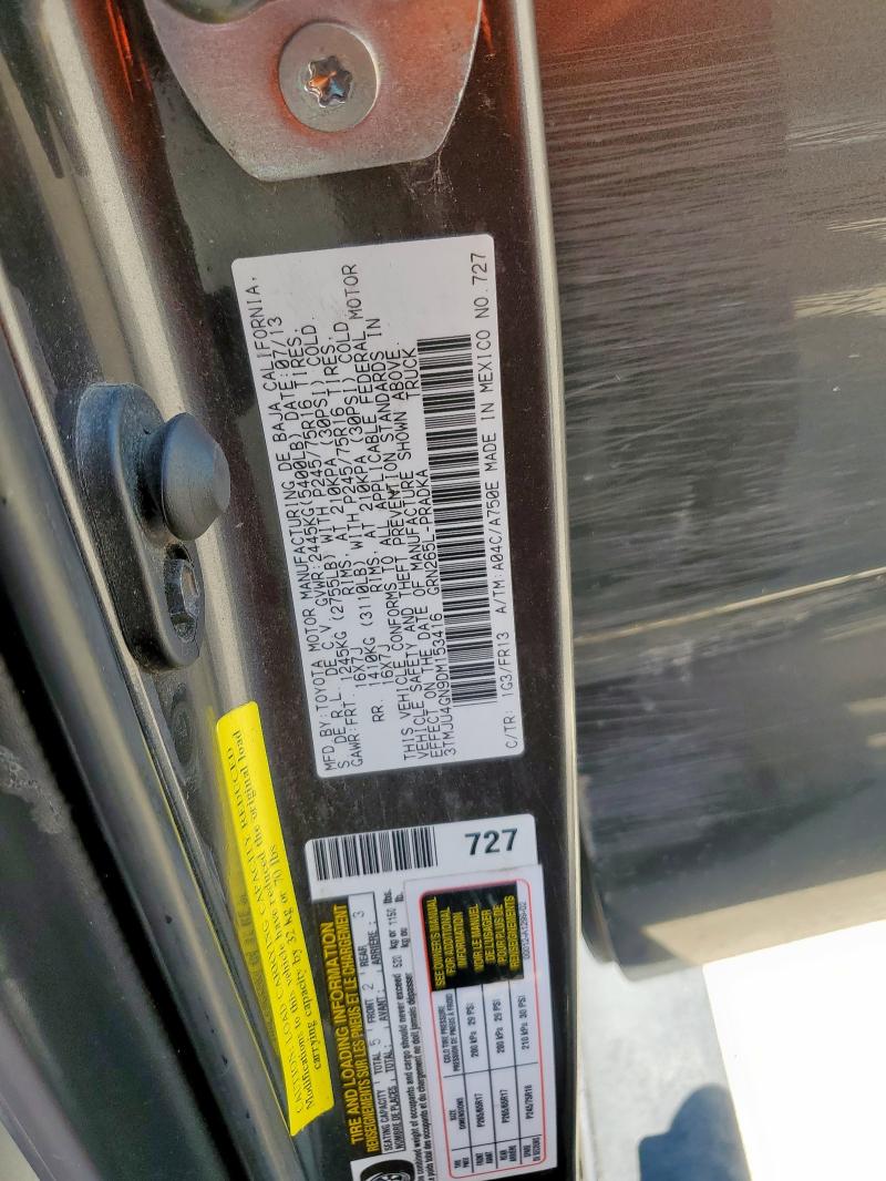 3TMJU4GN9DM153416 - 2013 TOYOTA TACOMA DOUBLE CAB PRERUNNER CHARCOAL photo 14