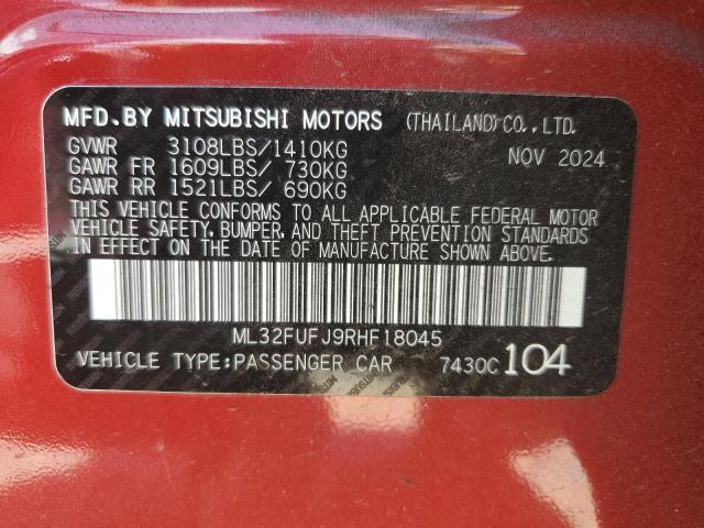 ML32FUFJ9RHF18045 - 2024 MITSUBISHI MIRAGE G4 ES Կարմիր լուսանկար 12