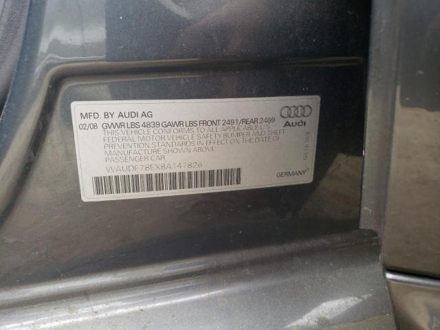 WAUDF78EX8A147826 - 2008 AUDI A4 2.0T QUATTRO GRAY photo 12