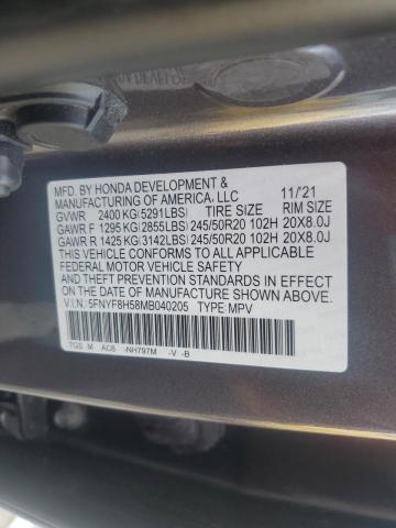 5FNYF8H58MB040205 - 2021 HONDA PASSPORT EXL رمادي صورة 13