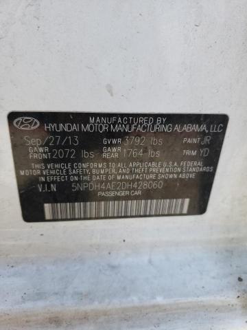 5NPDH4AE2DH428060 - 2013 HYUNDAI ELANTRA GLS WHITE photo 12