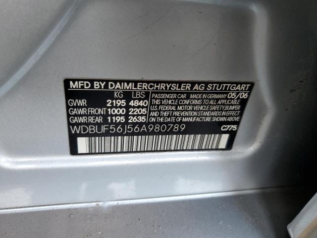 WDBUF56J56A980789 - 2006 MERCEDES-BENZ E 350 SILVER photo 12