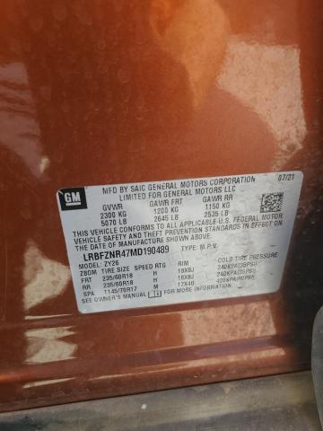 LRBFZNR47MD190489 - 2021 BUICK ENVISION ESSENCE ORANGE photo 13