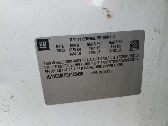 1G11C5SL6EF125498 - 2014 CHEVROLET MALIBU 1LT 白色 照片 12