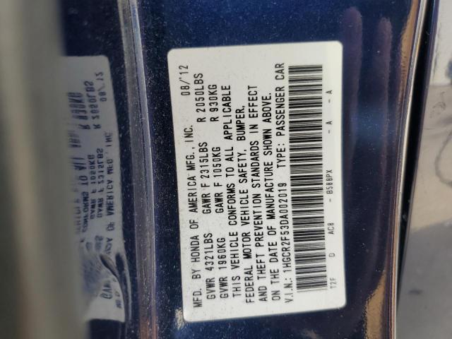 1HGCR2F53DA002019 - 2013 HONDA ACCORD SPORT BLUE photo 13