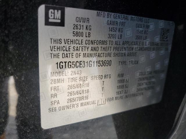 1GTG5CE31G1153690 - 2016 GMC CANYON SLE BLACK photo 12