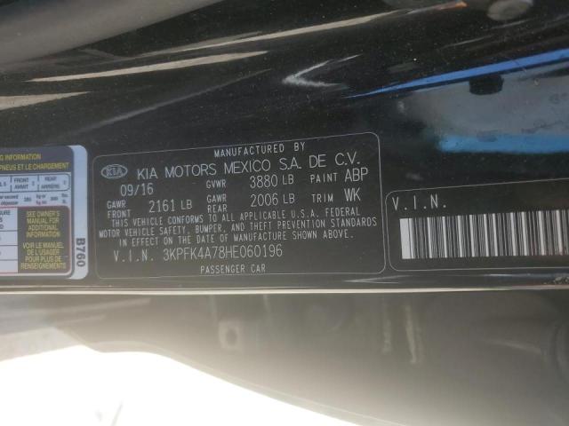 3KPFK4A78HE060196 - 2017 KIA FORTE LX BLACK photo 12