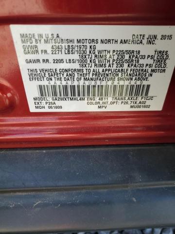 4A4AP3AU8FE041449 - 2015 MITSUBISHI OUTLANDER SPORT ES 红色 照片 12