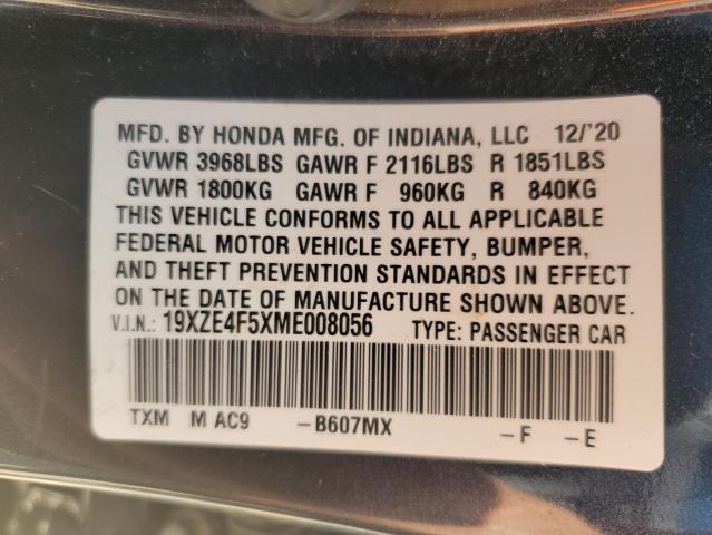 19XZE4F5XME008056 - 2021 HONDA INSIGHT EX BLACK photo 13