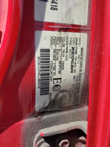 3N1BC1CP4CL365418 - 2012 NISSAN VERSA S RED photo 12