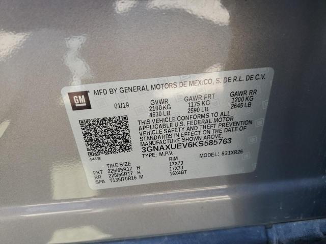 3GNAXUEV6KS585763 - 2019 CHEVROLET EQUINOX LT GRAY photo 13