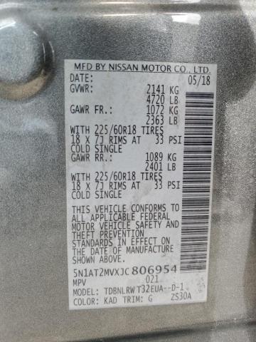 5N1AT2MVXJC806954 - 2018 NISSAN ROGUE S GRAY photo 13