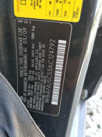 WBANU5C53AC124792 - 2010 BMW 528I I BLACK photo 12