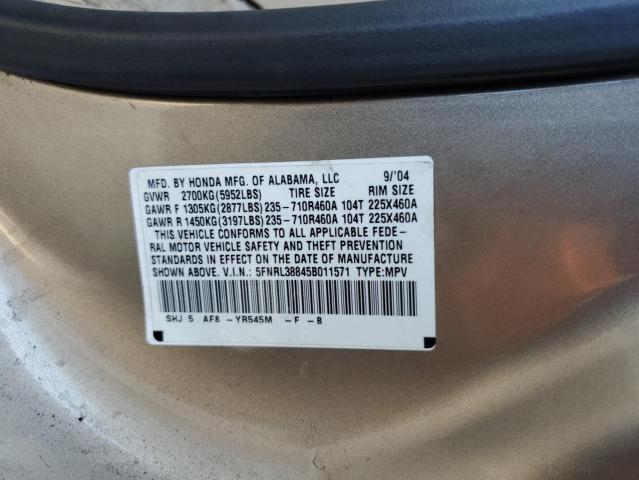 5FNRL38845B011571 - 2005 HONDA ODYSSEY TOURING GOLD photo 13