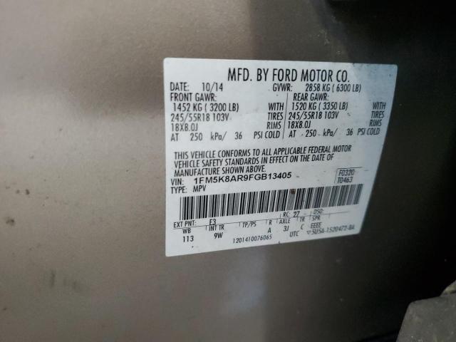 1FM5K8AR9FGB13405 - 2015 FORD EXPLORER POLICE INTERCEPTOR TAN photo 13