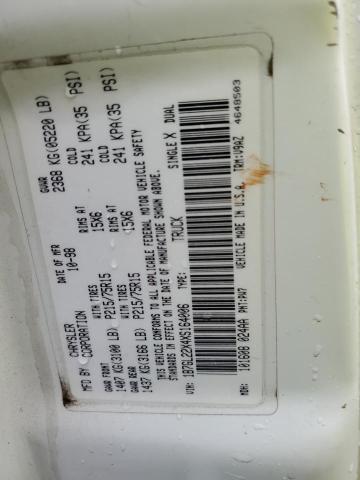 1B7GL22X4XS164006 - 1999 DODGE DAKOTA WHITE photo 12