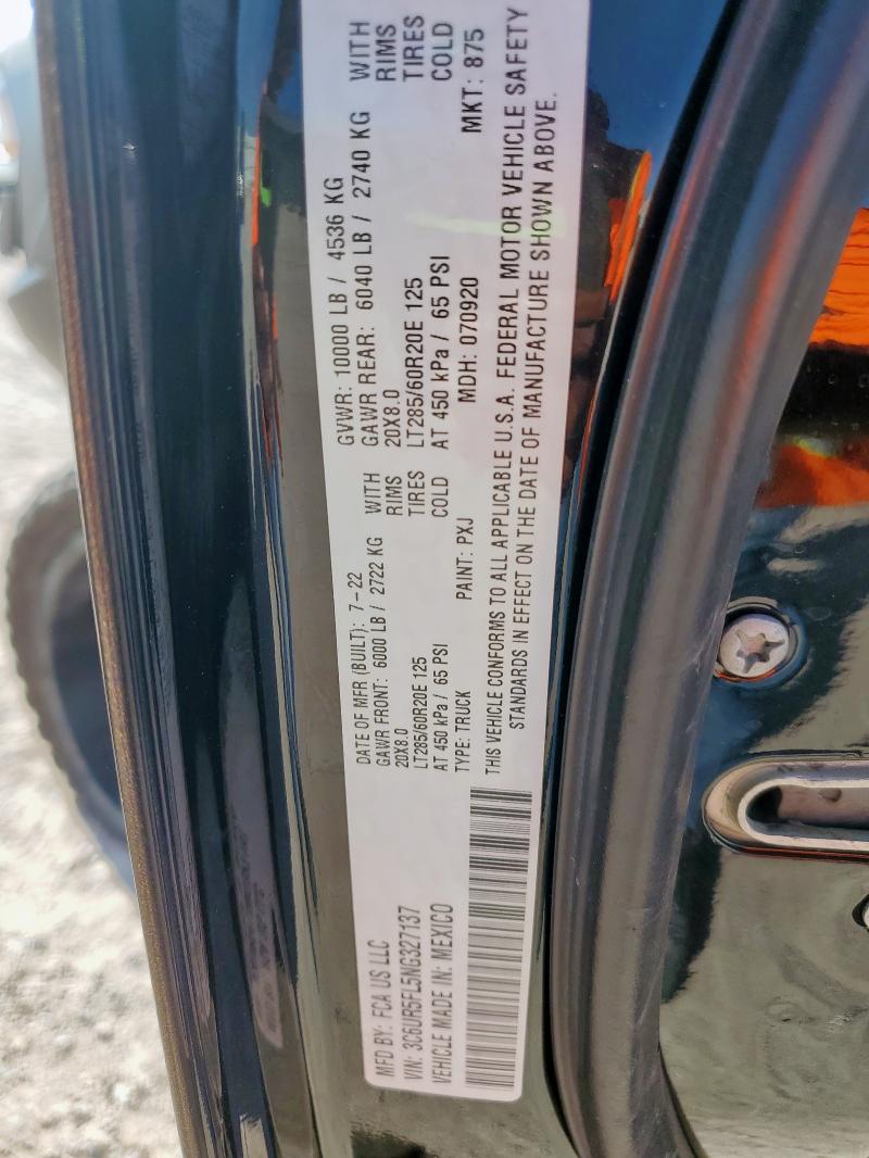 3C6UR5FL5NG327137 - 2022 RAM 2500 LARAMIE Boz foto 12