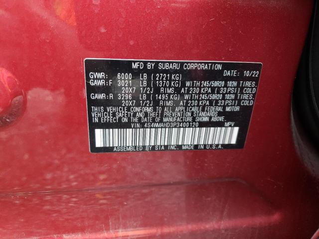 4S4WMAHD3P3400120 - 2023 SUBARU ASCENT PREMIUM RED photo 14