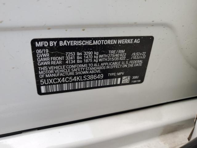 5UXCX4C54KLS38649 - 2019 BMW X7 XDRIVE50I WHITE photo 13