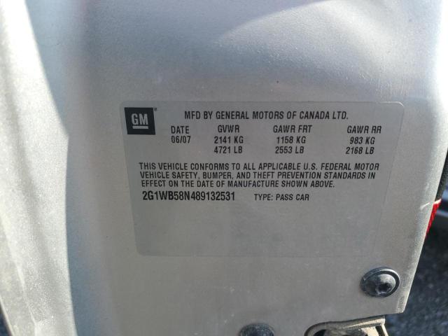 2G1WB58N489132531 - 2008 CHEVROLET IMPALA LS SILVER photo 12