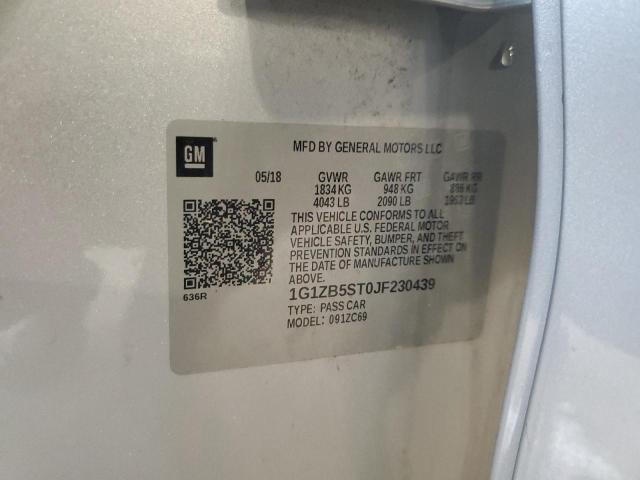 1G1ZB5ST0JF230439 - 2018 CHEVROLET MALIBU LS Grau Foto 12