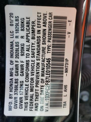 19XFC2F87LE010546 - 2020 HONDA CIVIC SPORT BLACK photo 13