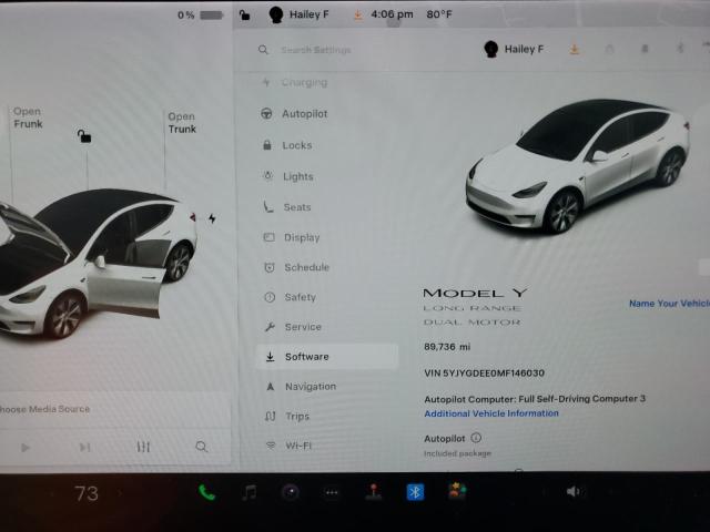 5YJYGDEE0MF146030 - 2021 TESLA MODEL Y Ақ фото 9