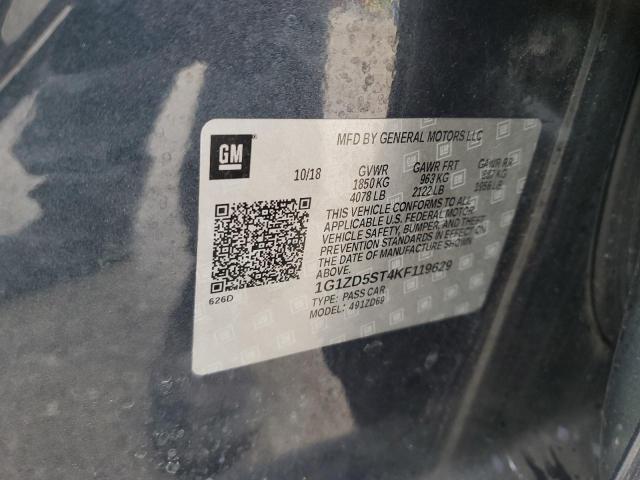 1G1ZD5ST4KF119629 - 2019 CHEVROLET MALIBU LT Niebieski zdjęcie 12