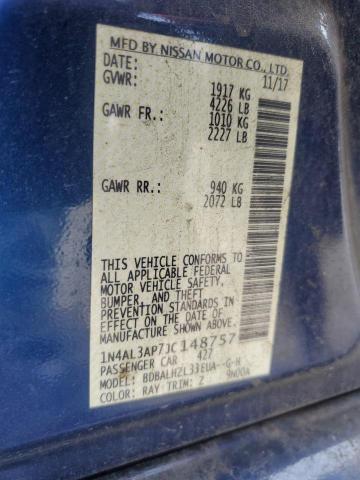 1N4AL3AP7JC148757 - 2018 NISSAN ALTIMA 2.5 Mavi fotoğraf 12