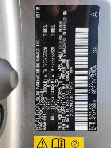 2T2ZZMCA1KC118457 - 2019 LEXUS RX 350 BASE SILVER photo 13