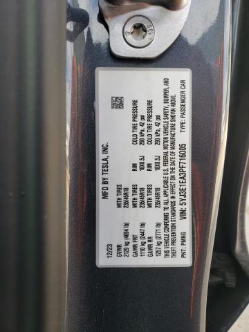 5YJ3E1EA3PF716005 - 2023 TESLA MODEL 3 ნაცრისფერი ფოტო 12