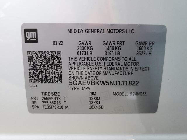 5GAEVBKW5NJ131822 - 2022 BUICK ENCLAVE PREMIUM WHITE photo 13