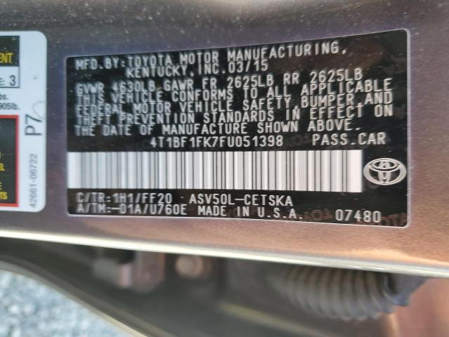 4T1BF1FK7FU051398 - 2015 TOYOTA CAMRY LE GRAY photo 12