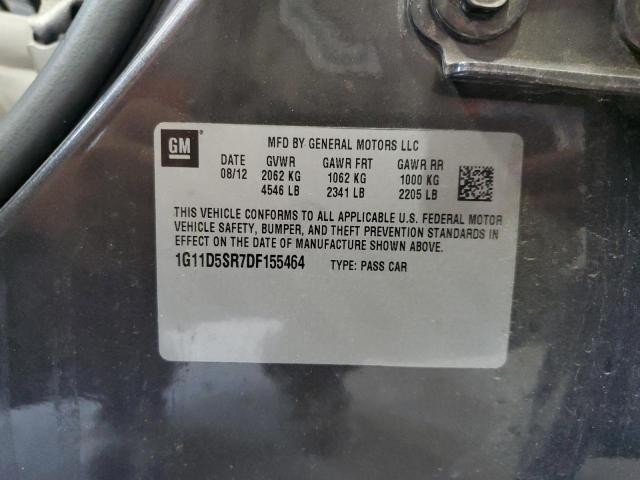 1G11D5SR7DF155464 - 2013 CHEVROLET MALIBU 1LT GRAY photo 12