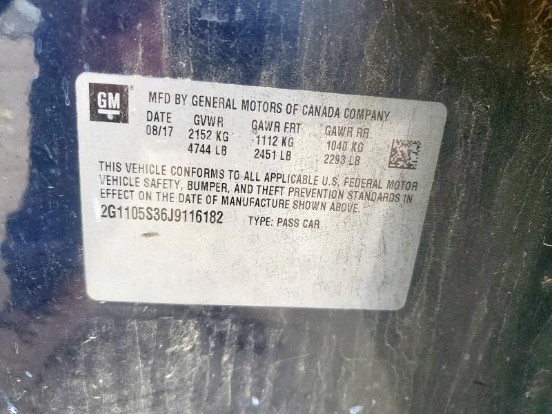 2G1105S36J9116182 - 2018 CHEVROLET IMPALA LT Көк фото 12