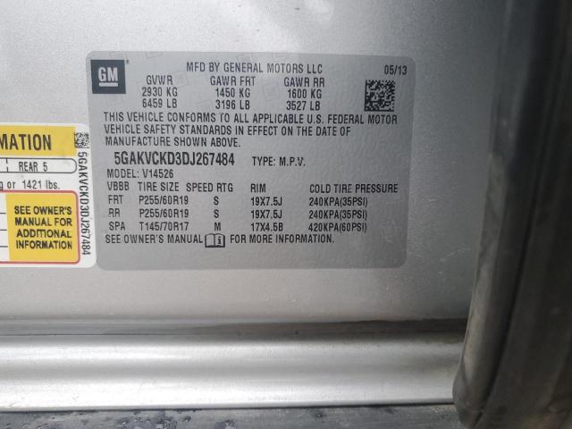 5GAKVCKD3DJ267484 - 2013 BUICK ENCLAVE SILVER photo 13