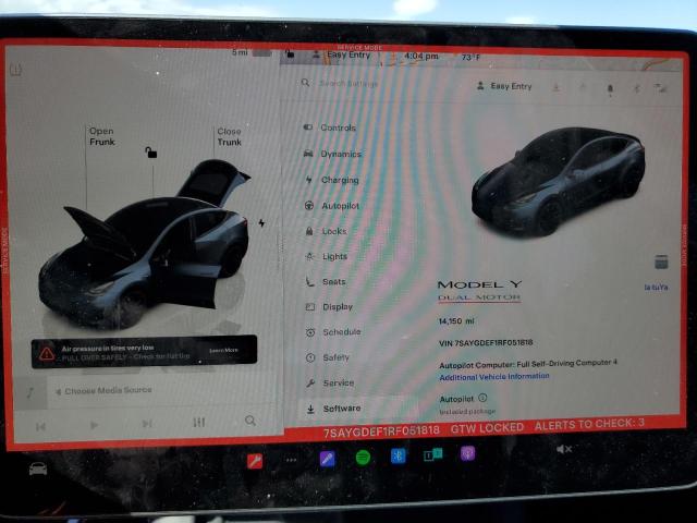 7SAYGDEF1RF051818 - 2024 TESLA MODEL Y CHARCOAL photo 9