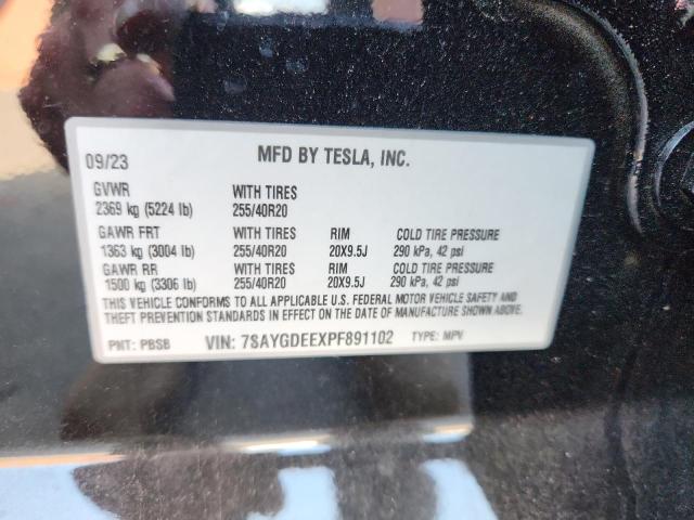 7SAYGDEEXPF891102 - 2023 TESLA MODEL Y 黑色 照片 12