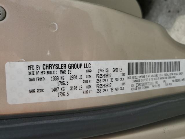 2C4RC1BG9DR721816 - 2013 CHRYSLER TOWN & COU TOURING BEIGE photo 13
