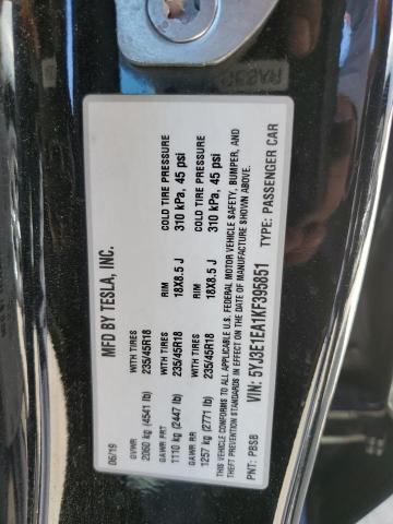 5YJ3E1EA1KF395851 - 2019 TESLA MODEL 3 Schwarz Foto 12