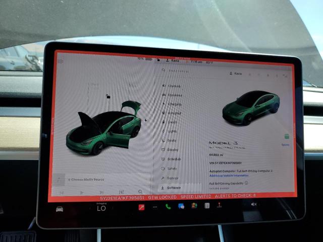 5YJ3E1EA1KF395851 - 2019 TESLA MODEL 3 Schwarz Foto 9