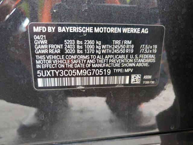5UXTY3C05M9G70519 - 2021 BMW X3 SDRIVE30I BLACK photo 13