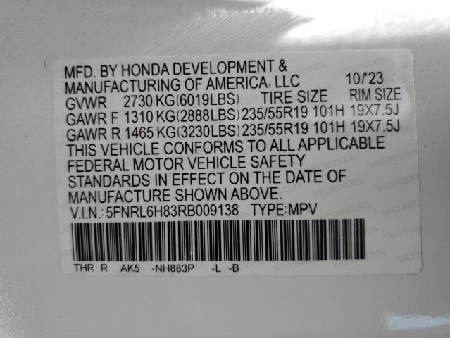 5FNRL6H83RB009138 - 2024 HONDA ODYSSEY TOURING თეთრი ფოტო 14