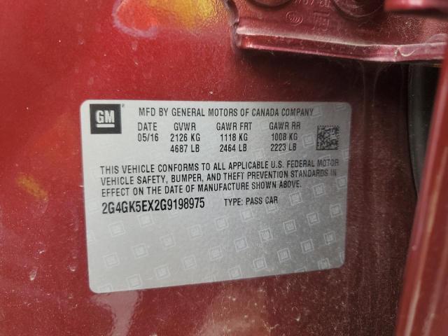 2G4GK5EX2G9198975 - 2016 BUICK REGAL BURGUNDY photo 13