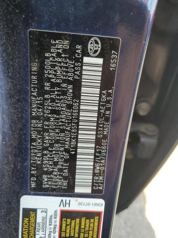 4T1BK1EB5FU166062 - 2015 TOYOTA AVALON XLE BLUE photo 12