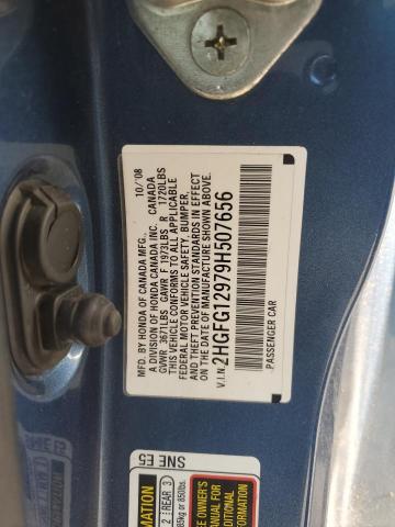 2HGFG12979H507656 - 2009 HONDA CIVIC EXL ლურჯი ფოტო 12