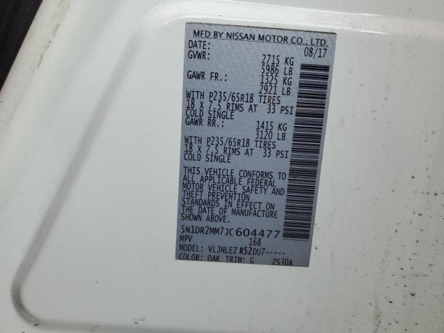 5N1DR2MM7JC604477 - 2018 NISSAN PATHFINDER S WHITE photo 13