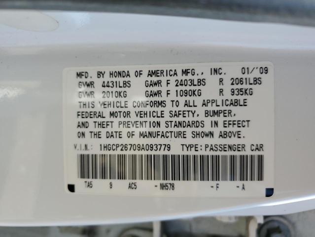 1HGCP26709A093779 - 2009 HONDA ACCORD EX WHITE photo 12