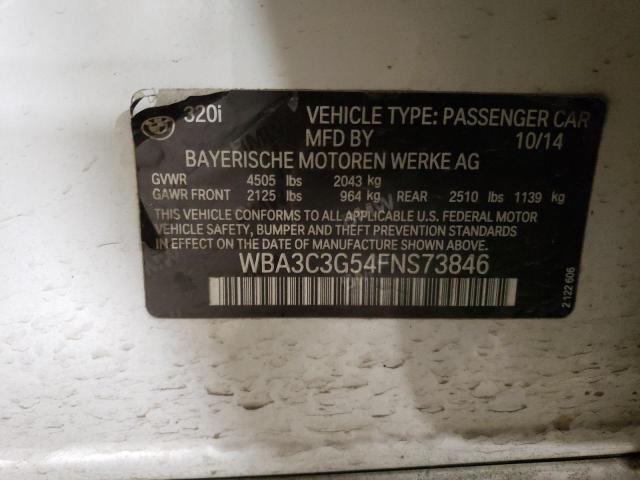 WBA3C3G54FNS73846 - 2015 BMW 320 I XDRIVE WHITE photo 12